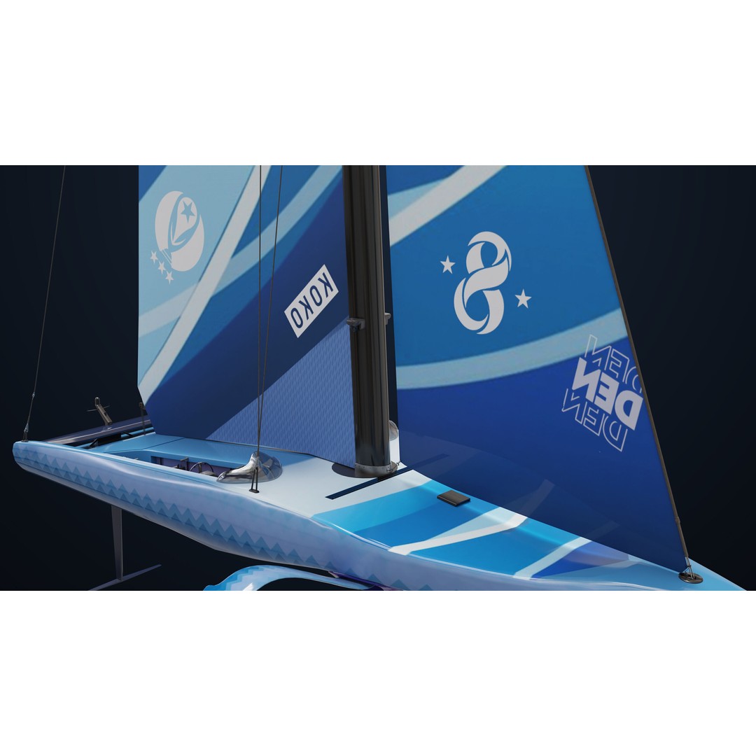 Sailing Yacht Hydrofoil 3D Model – Low Poly PBR Game Asset, FBX - View 31