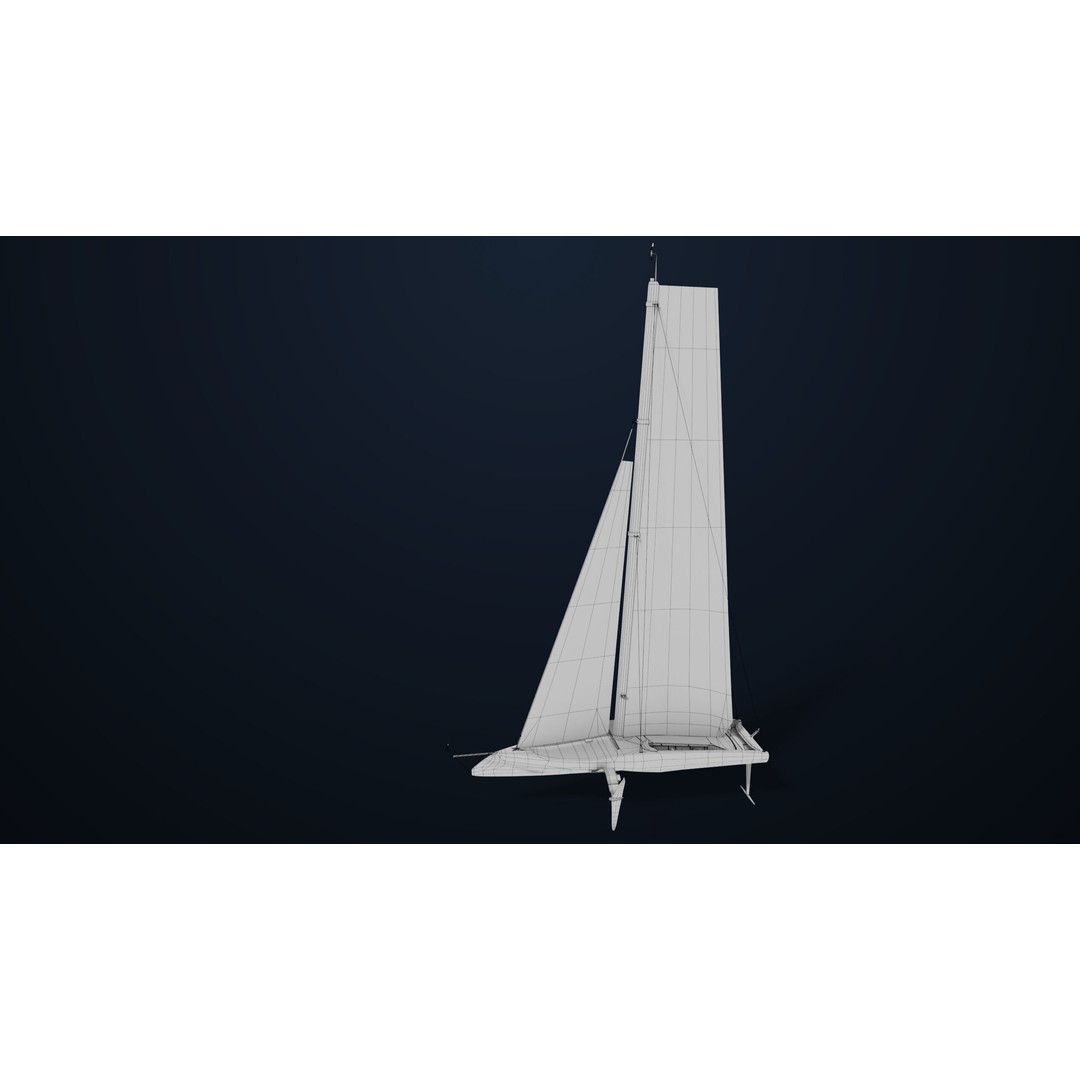 Sailing Yacht Hydrofoil 3D Model – Low Poly PBR Game Asset, FBX - View 32
