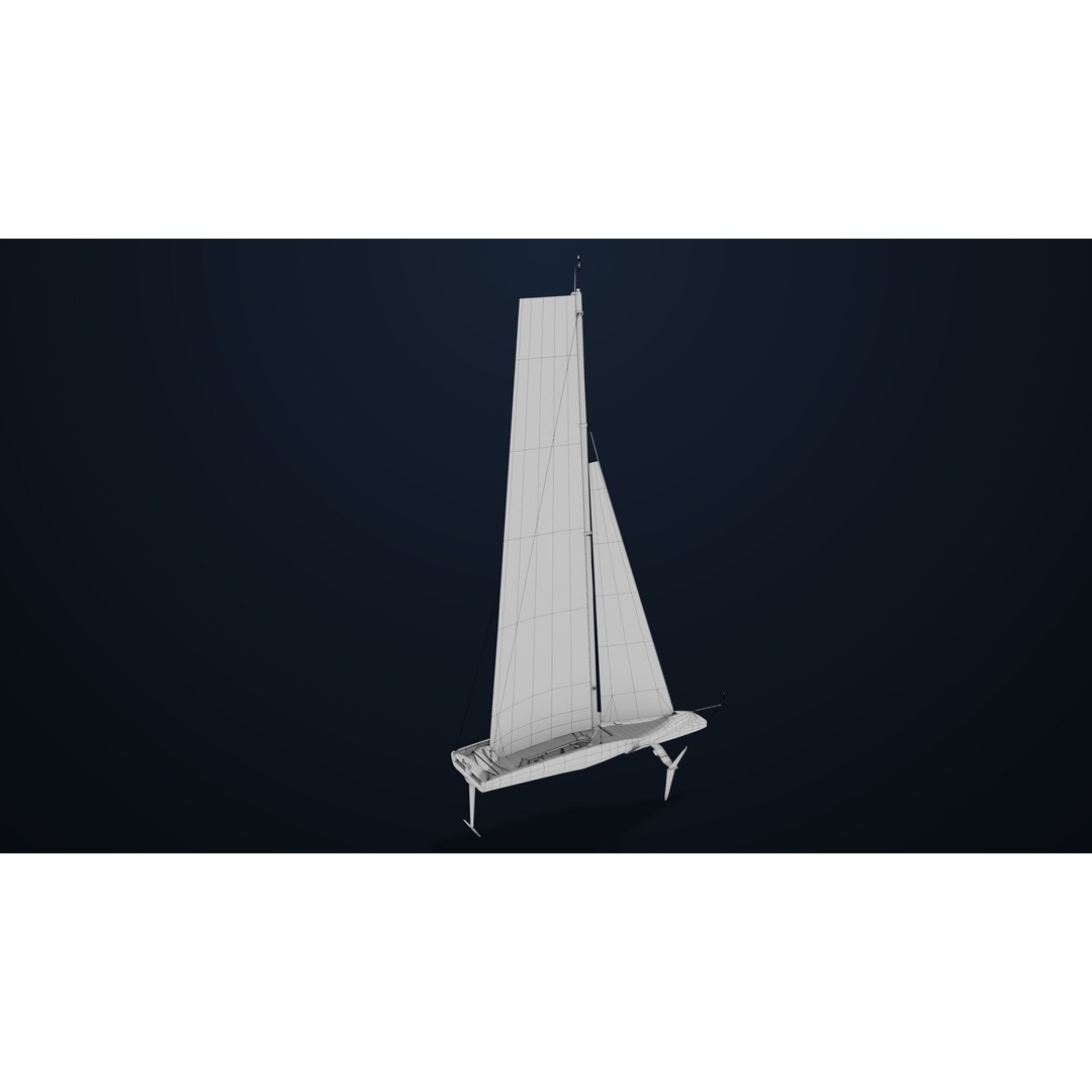 Sailing Yacht Hydrofoil 3D Model – Low Poly PBR Game Asset, FBX - View 33