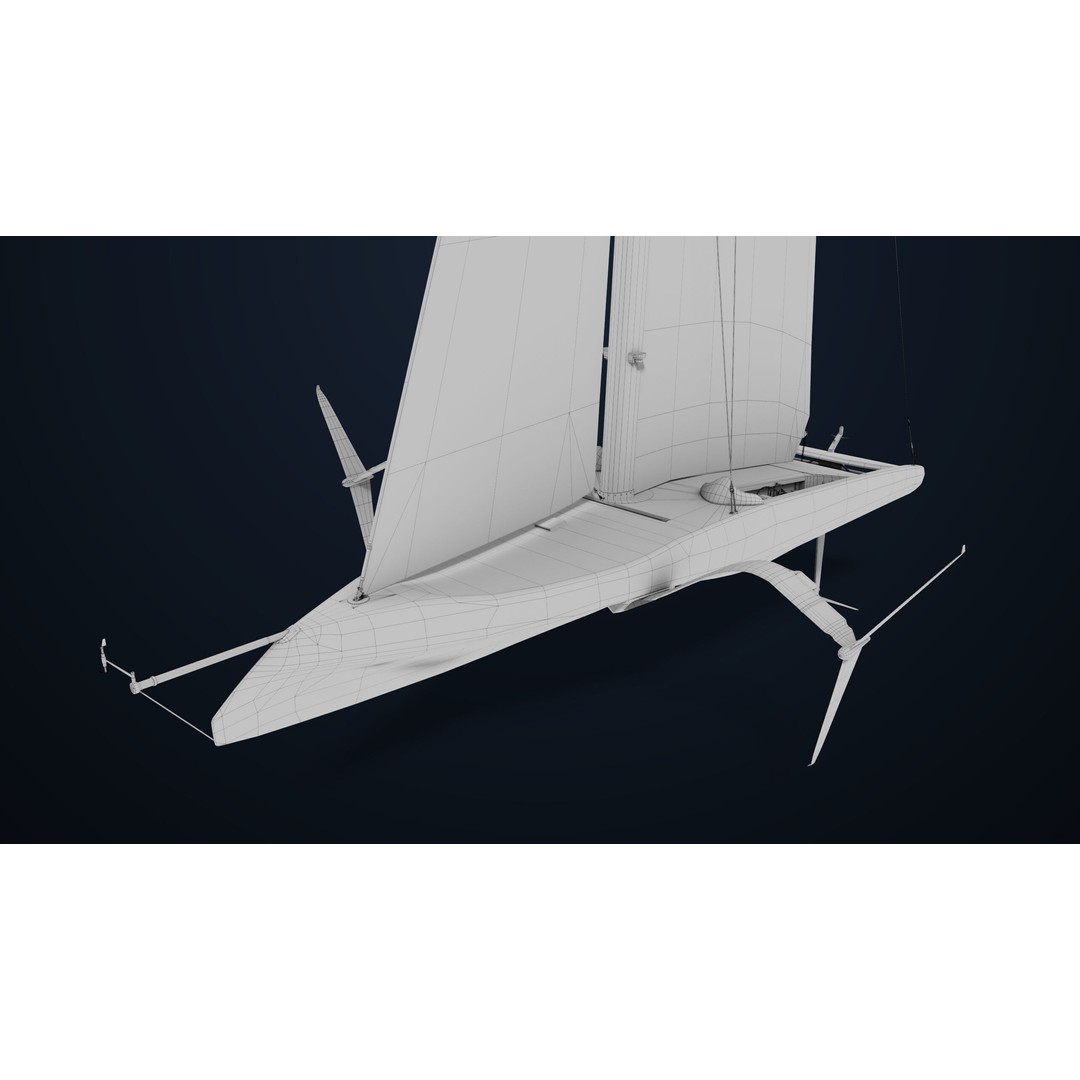 Sailing Yacht Hydrofoil 3D Model – Low Poly PBR Game Asset, FBX - View 34