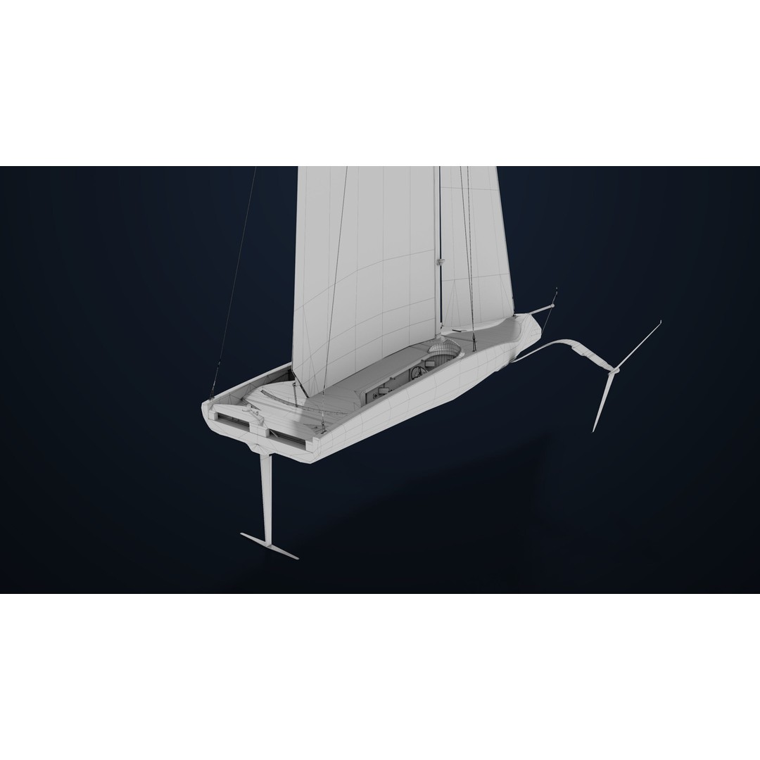 Sailing Yacht Hydrofoil 3D Model – Low Poly PBR Game Asset, FBX - View 35