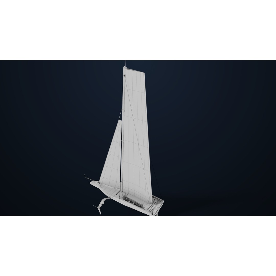 Sailing Yacht Hydrofoil 3D Model – Low Poly PBR Game Asset, FBX - View 36