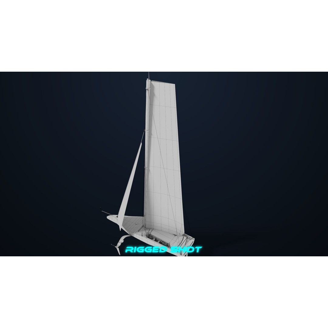 Sailing Yacht Hydrofoil 3D Model – Low Poly PBR Game Asset, FBX - View 37