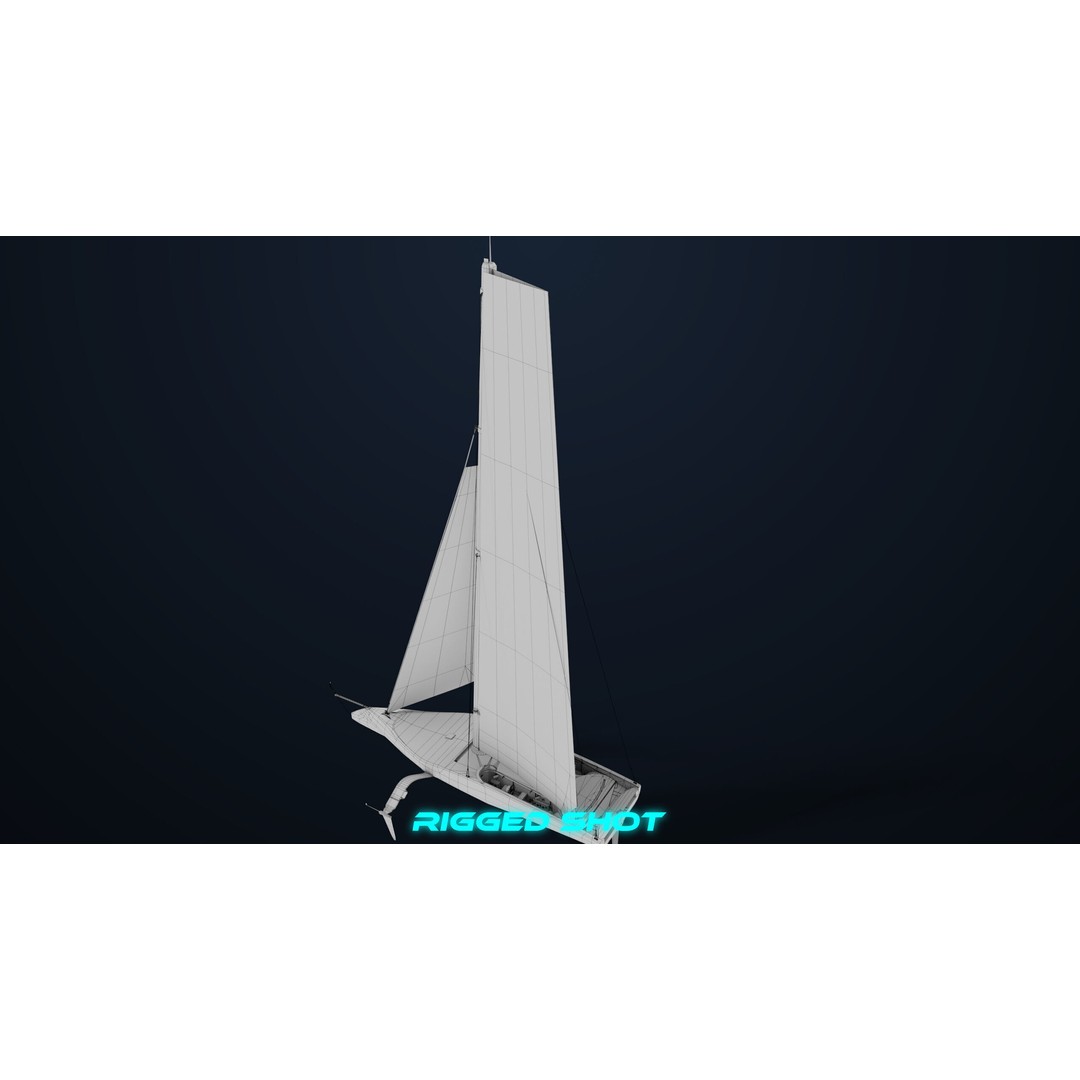Sailing Yacht Hydrofoil 3D Model – Low Poly PBR Game Asset, FBX - View 38