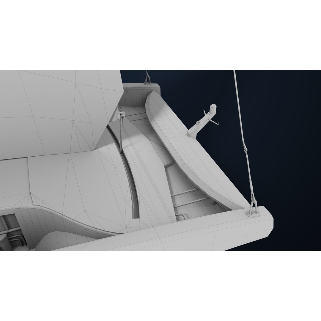 Sailing Yacht Hydrofoil 3D Model – Low Poly PBR Game Asset, FBX - View 43