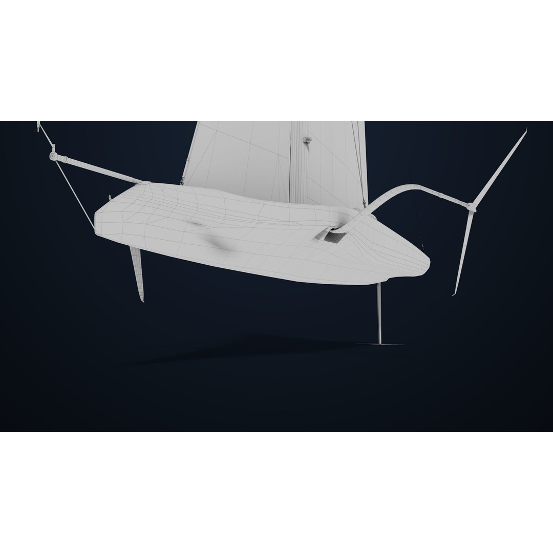 Sailing Yacht Hydrofoil 3D Model – Low Poly PBR Game Asset, FBX - View 44