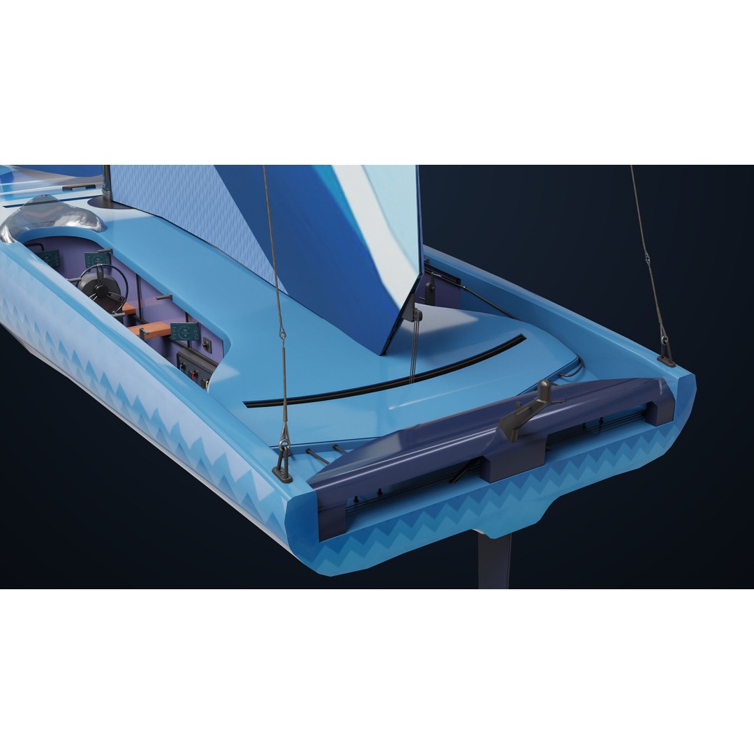 Sailing Yacht Hydrofoil 3D Model – Low Poly PBR Game Asset, FBX - View 6