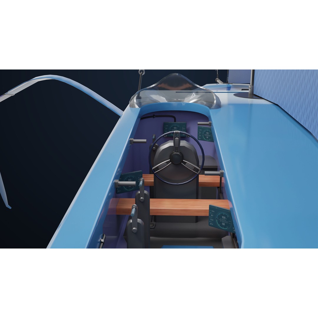 Sailing Yacht Hydrofoil 3D Model – Low Poly PBR Game Asset, FBX - View 8