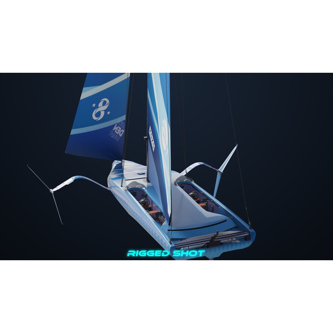 Sailing Yacht Hydrofoil 3D Model – Low Poly PBR Game Asset, FBX - View 9