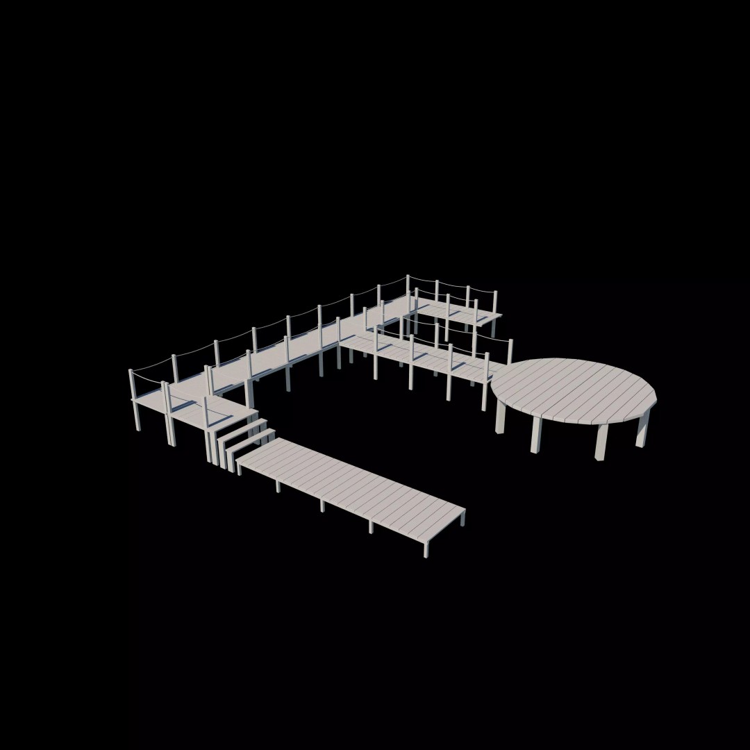 Wooden Walkway 3D Model – Modular Design, Game-Ready FBX & OBJ