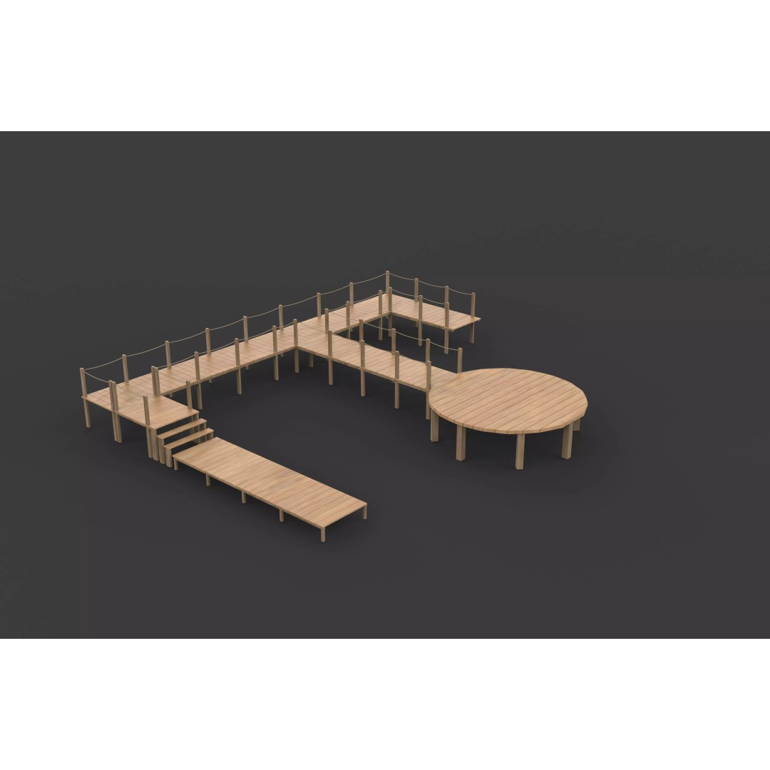 Wooden Walkway 3D Model – Modular Design, Game-Ready FBX & OBJ - View 10