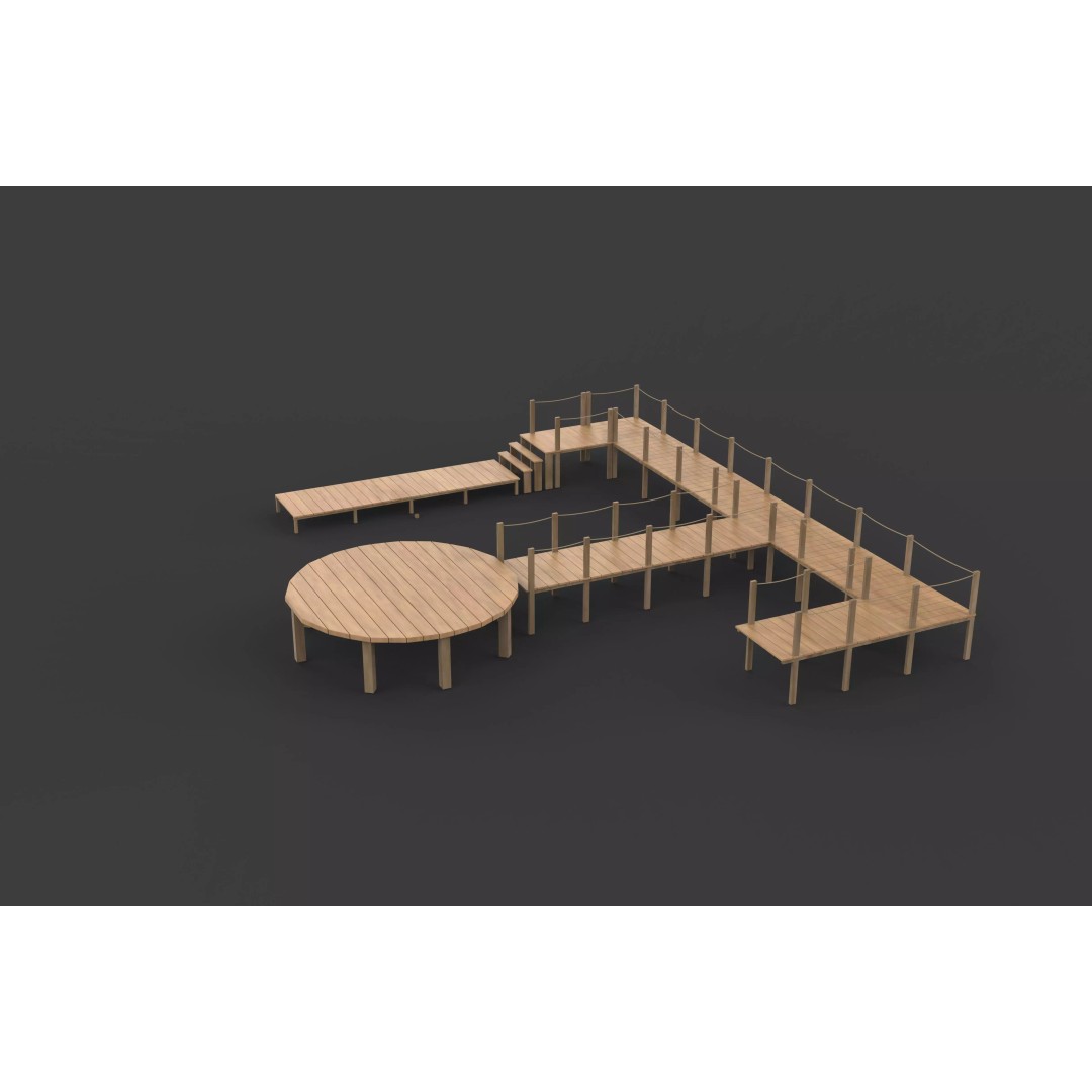 Wooden Walkway 3D Model – Modular Design, Game-Ready FBX & OBJ - View 12