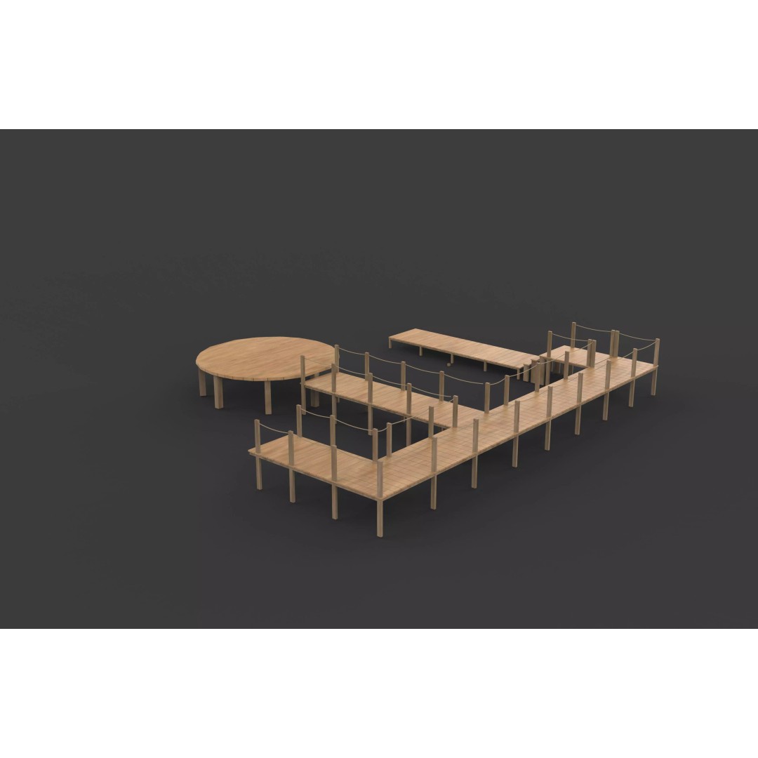 Wooden Walkway 3D Model – Modular Design, Game-Ready FBX & OBJ - View 13