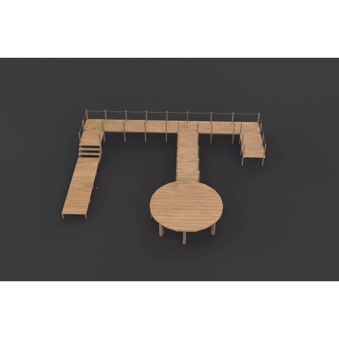 Wooden Walkway 3D Model – Modular Design, Game-Ready FBX & OBJ - View 14