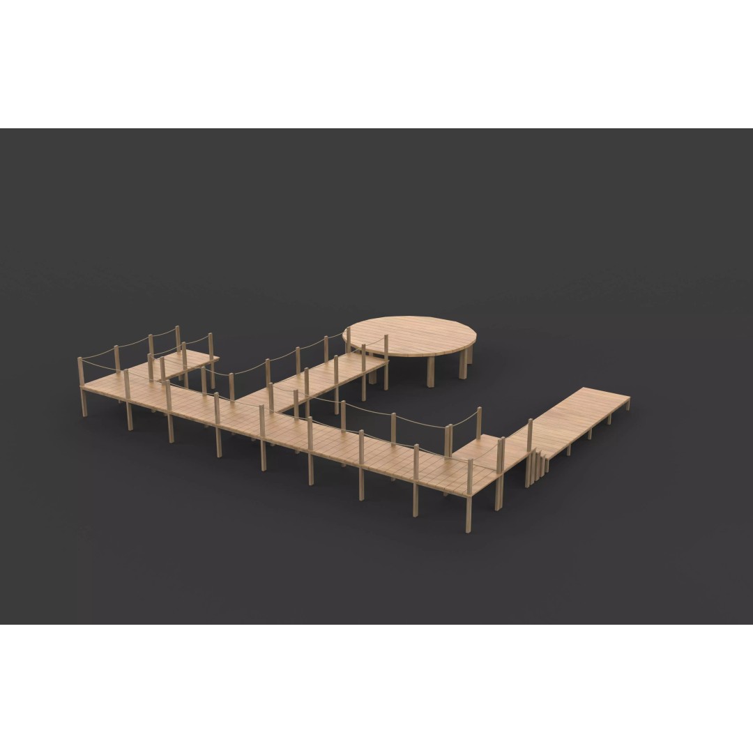Wooden Walkway 3D Model – Modular Design, Game-Ready FBX & OBJ - View 15
