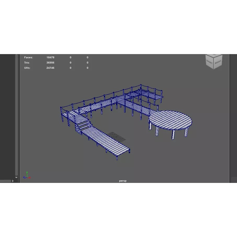 Wooden Walkway 3D Model – Modular Design, Game-Ready FBX & OBJ - View 17