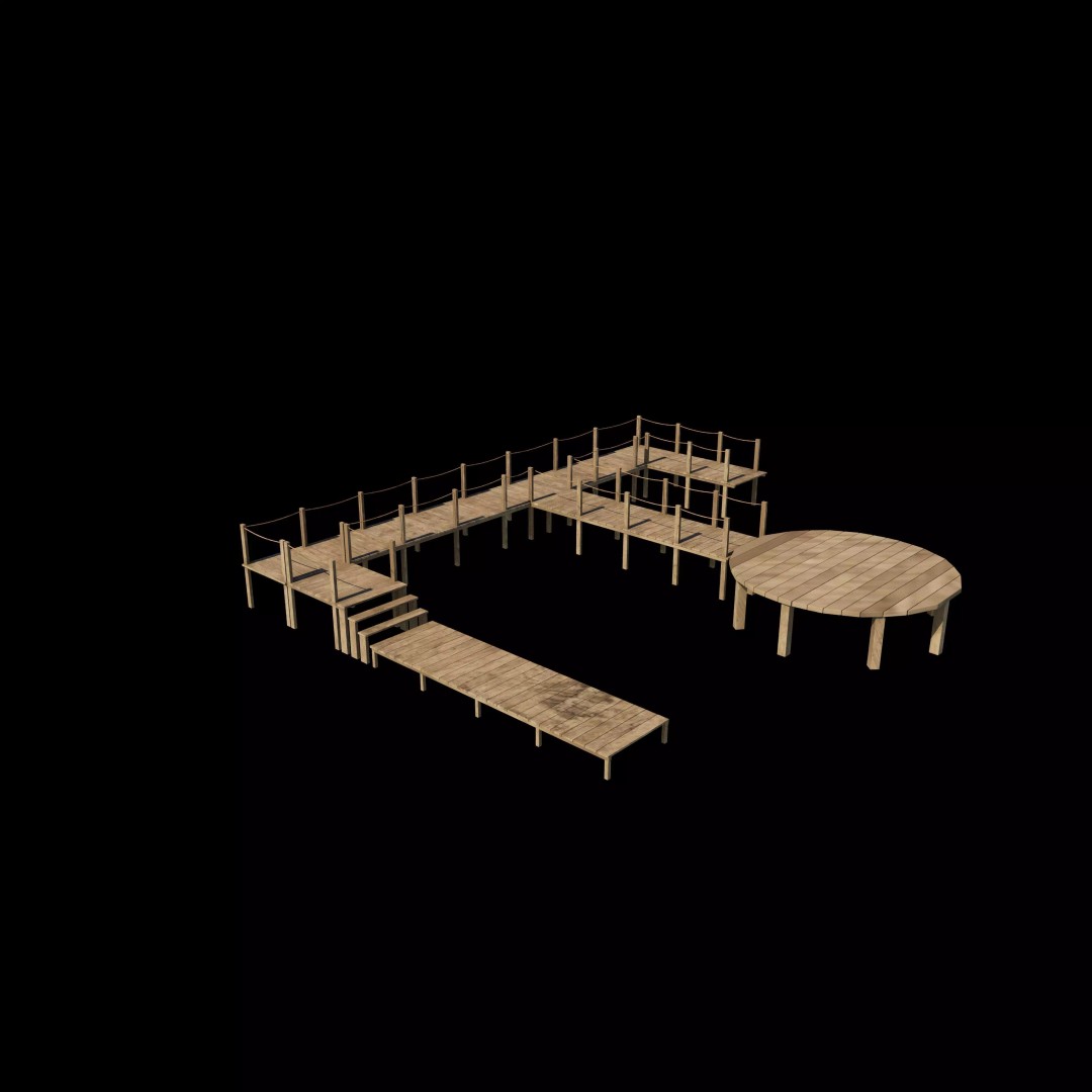 Wooden Walkway 3D Model – Modular Design, Game-Ready FBX & OBJ - View 2