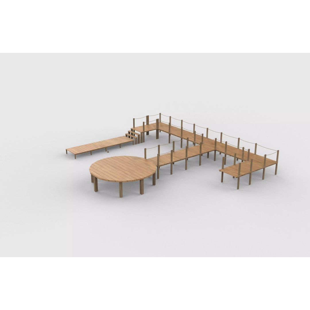 Wooden Walkway 3D Model – Modular Design, Game-Ready FBX & OBJ - View 3