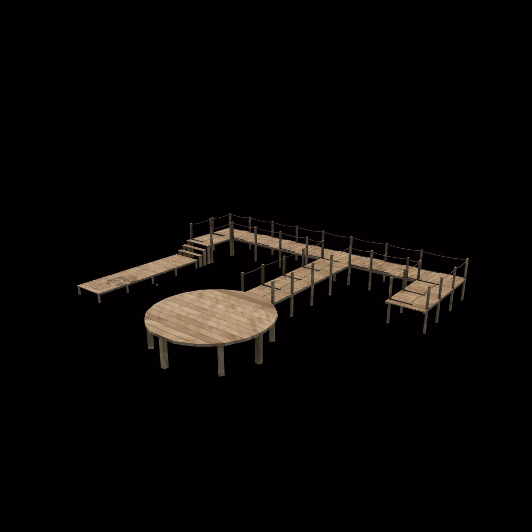 Wooden Walkway 3D Model – Modular Design, Game-Ready FBX & OBJ - View 4
