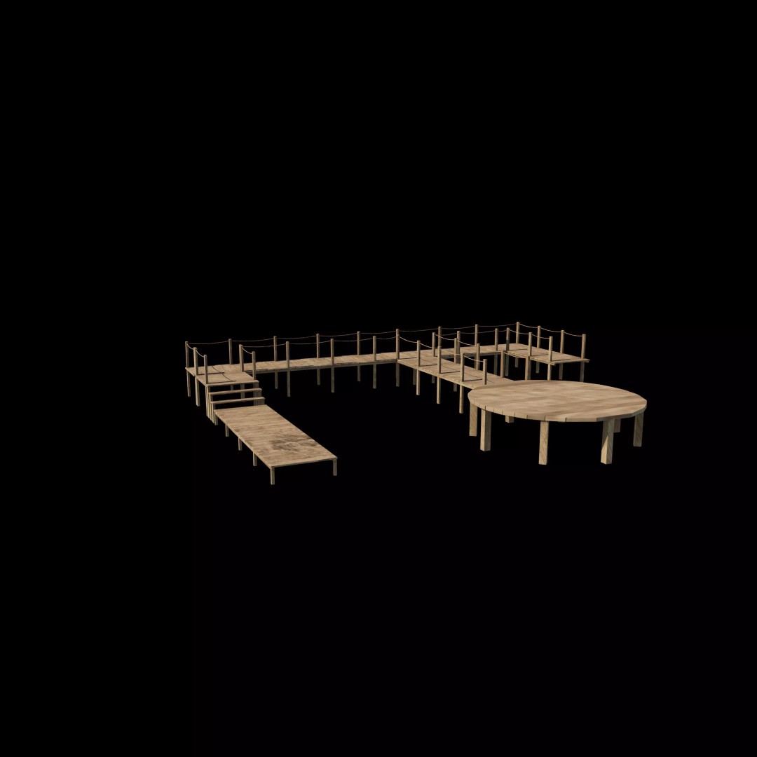 Wooden Walkway 3D Model – Modular Design, Game-Ready FBX & OBJ - View 5