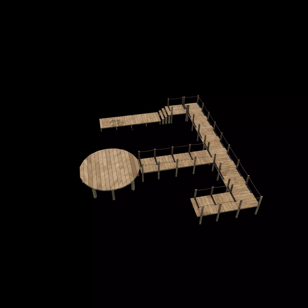 Wooden Walkway 3D Model – Modular Design, Game-Ready FBX & OBJ - View 7