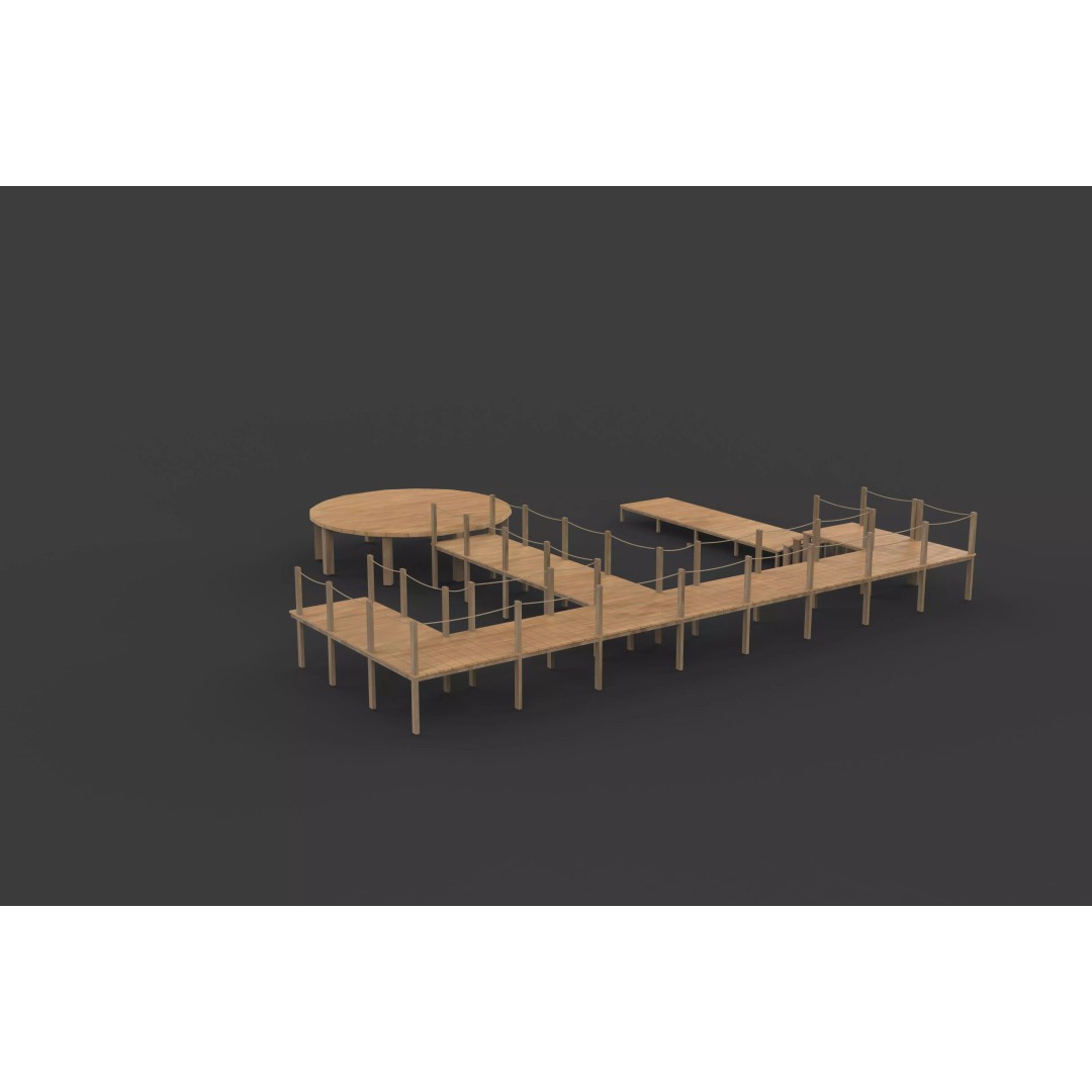 Wooden Walkway 3D Model – Modular Design, Game-Ready FBX & OBJ - View 8