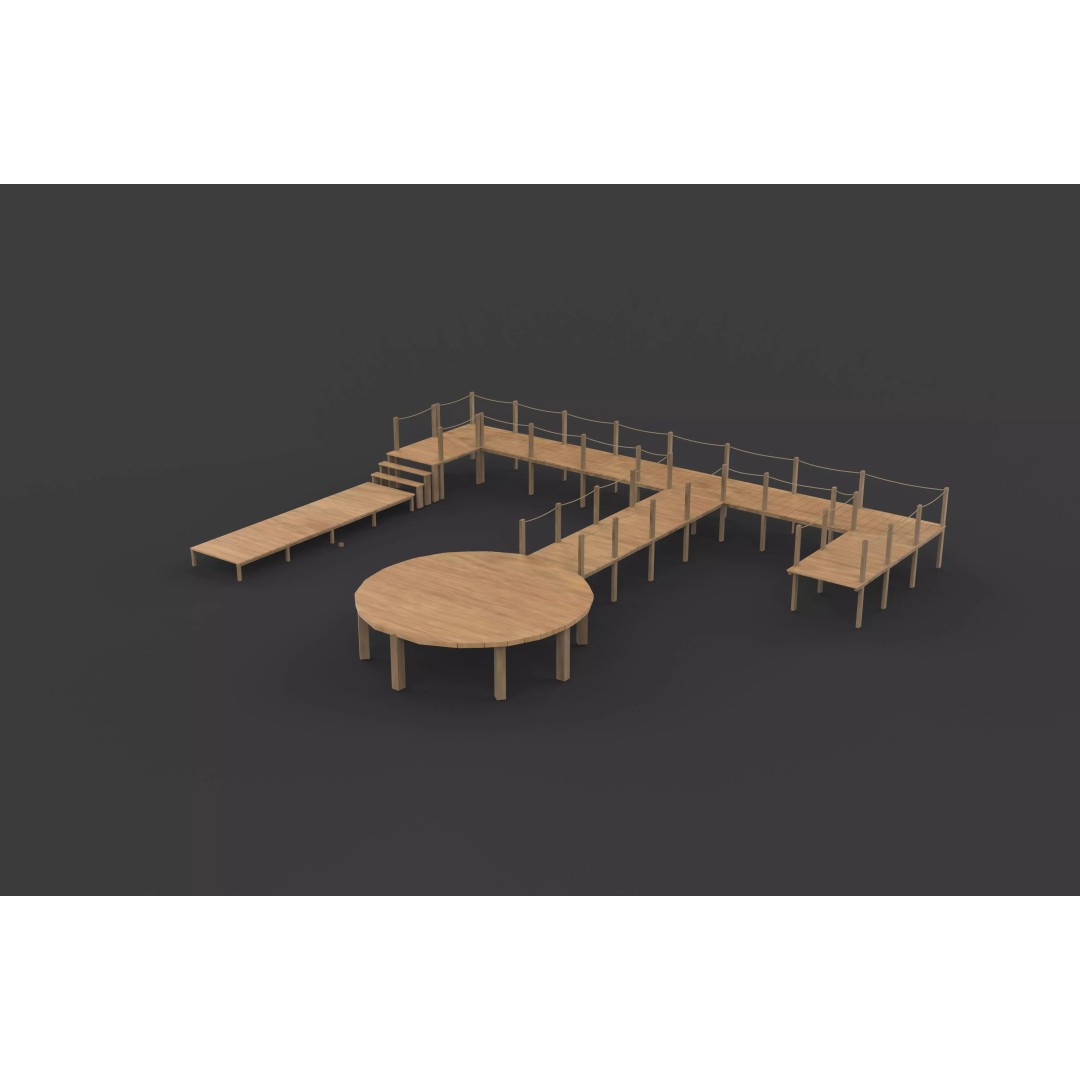 Wooden Walkway 3D Model – Modular Design, Game-Ready FBX & OBJ - View 9