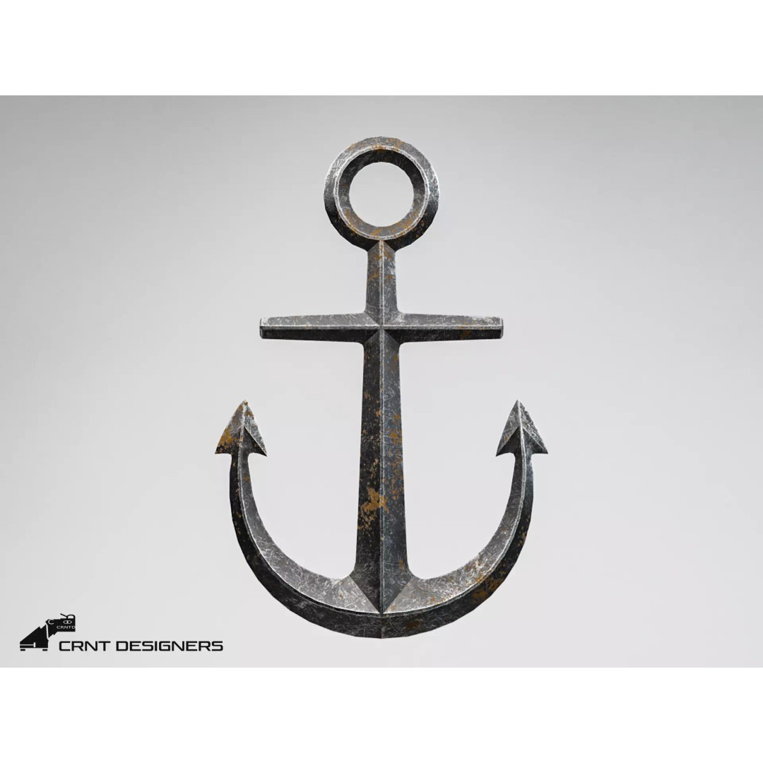 Nautical Anchor 3D Model – Low Poly PBR Asset for Games, FBX, Blender - View 2