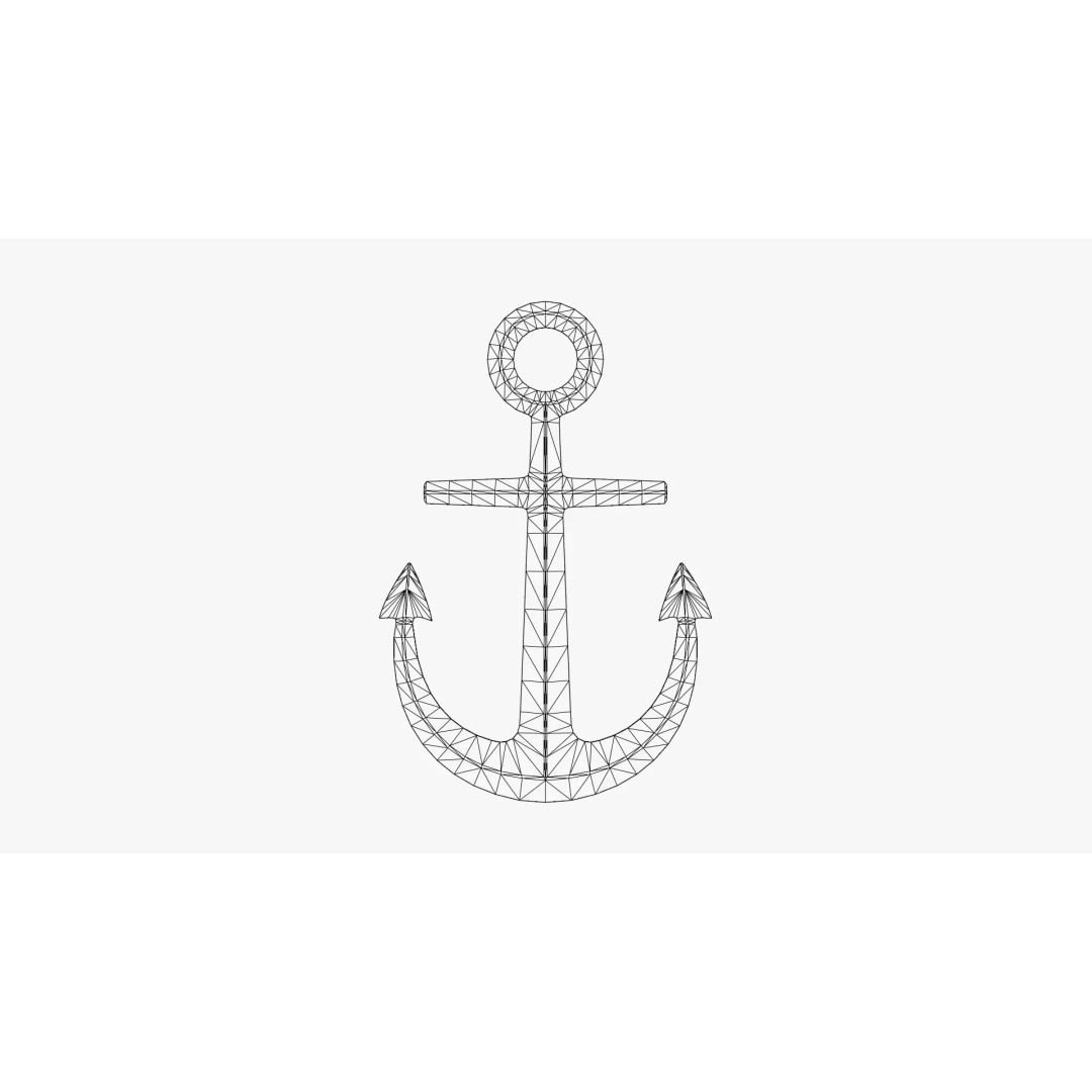 Nautical Anchor 3D Model – Low Poly PBR Asset for Games, FBX, Blender - View 3
