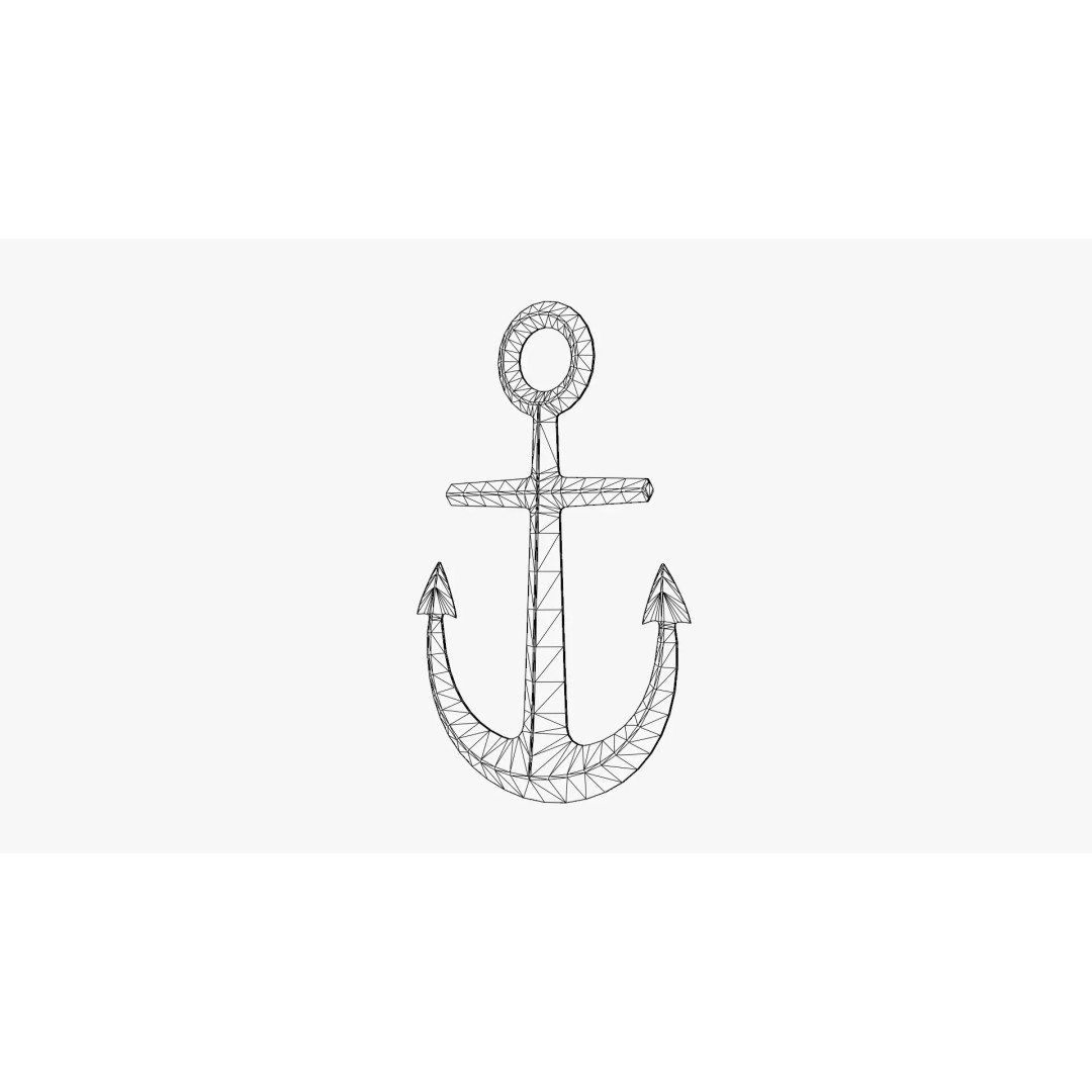 Nautical Anchor 3D Model – Low Poly PBR Asset for Games, FBX, Blender - View 8