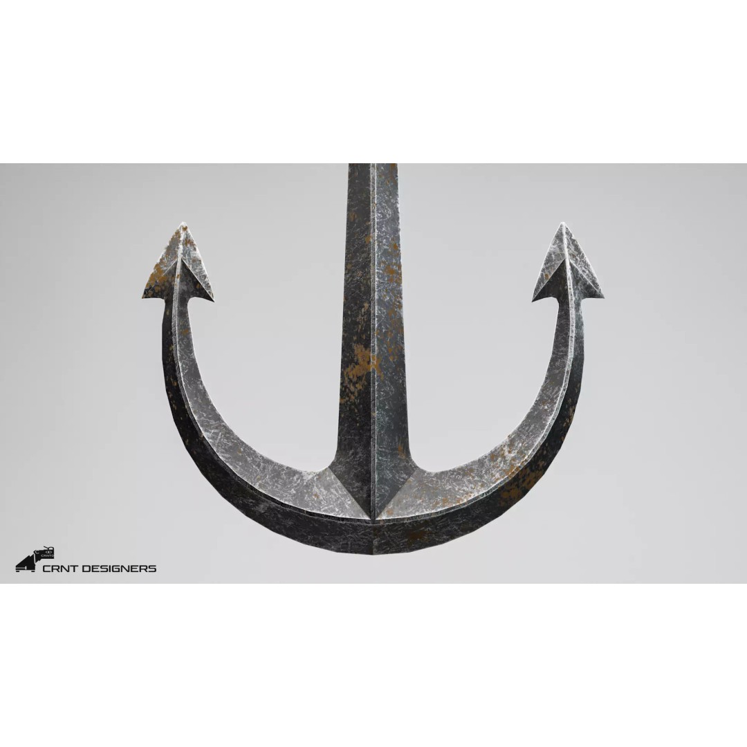 Nautical Anchor 3D Model – Low Poly PBR Asset for Games, FBX, Blender - View 9