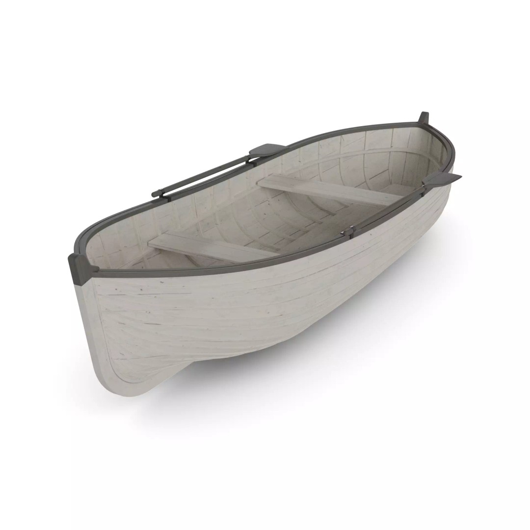 Rowboat 3D Model – Realistic Recreational Watercraft, FBX