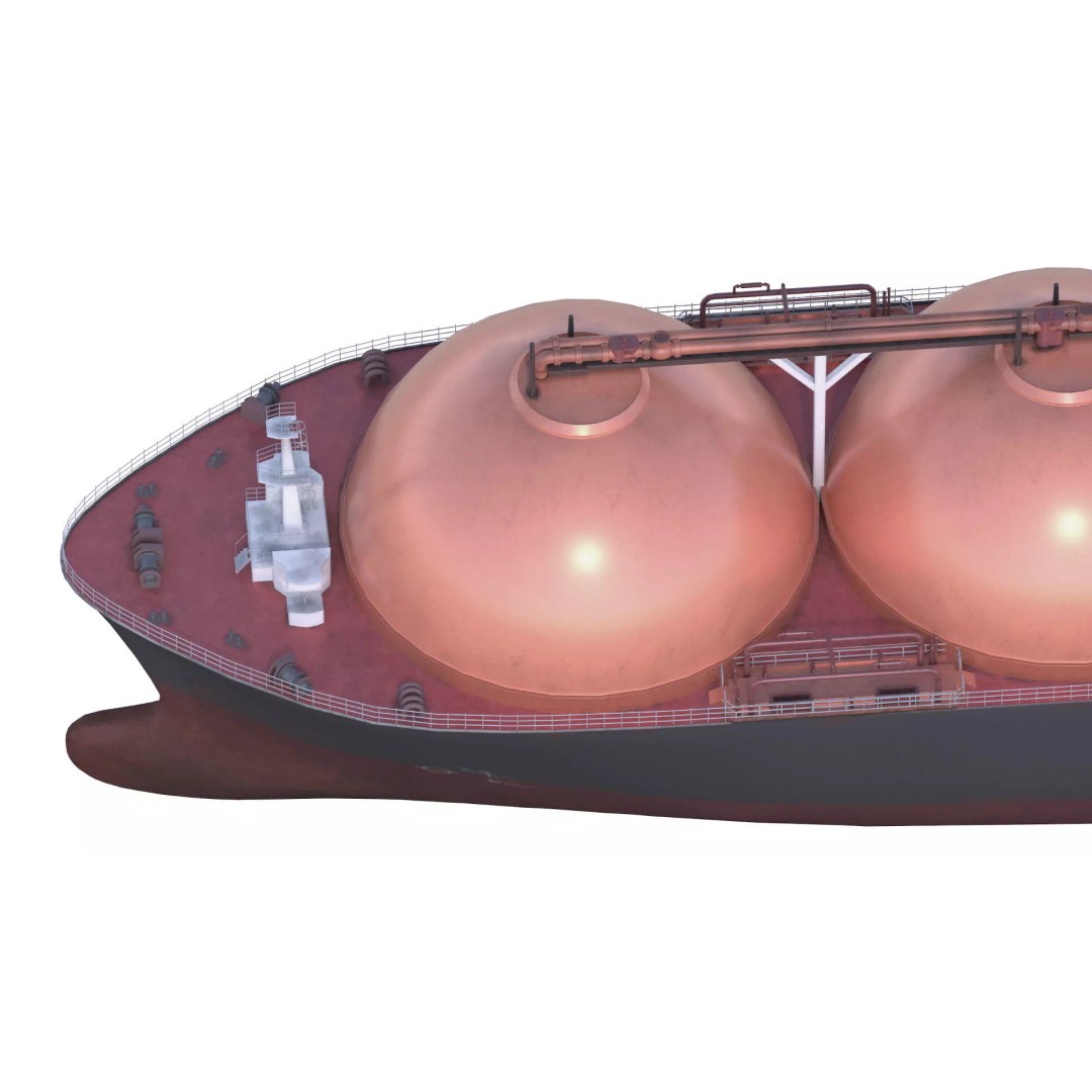 LNG Tanker 3D Model – Low Poly Cargo Ship, FBX & PBR Textures - View 10