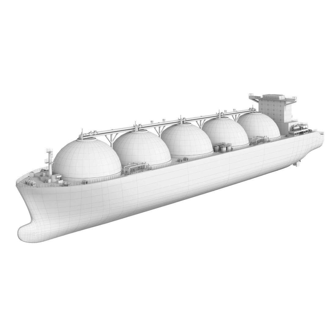 LNG Tanker 3D Model – Low Poly Cargo Ship, FBX & PBR Textures - View 13