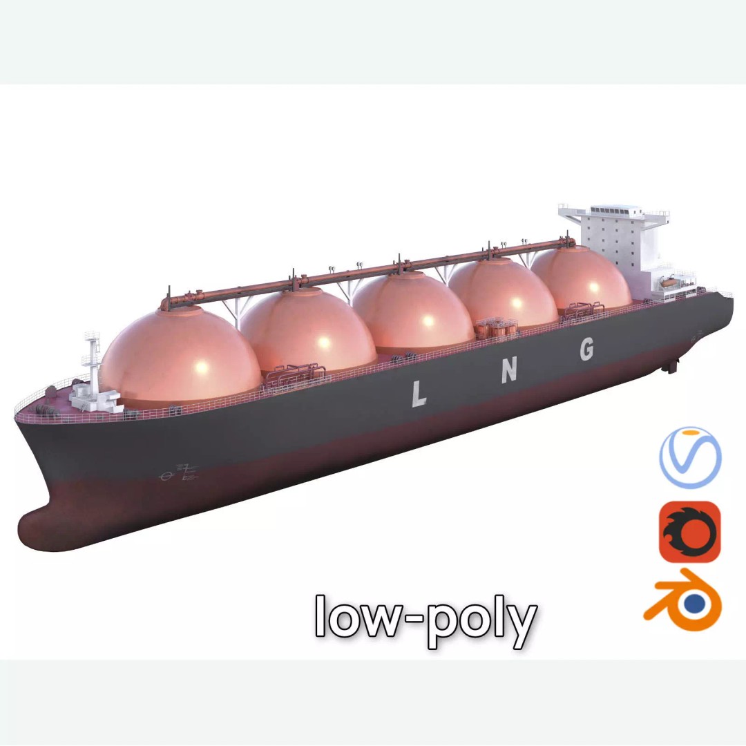 LNG Tanker 3D Model – Low Poly Cargo Ship, FBX & PBR Textures - View 2