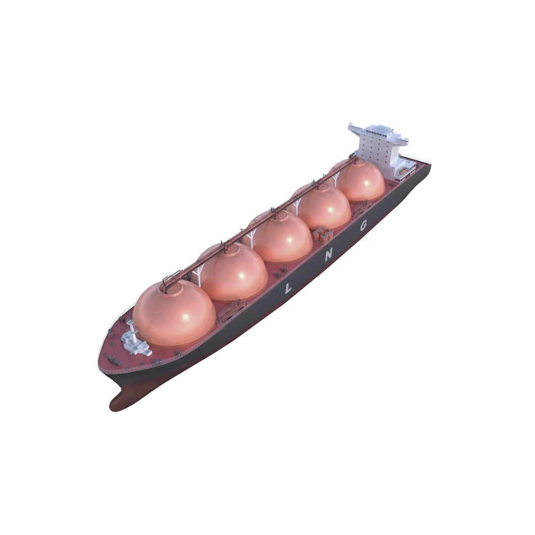 LNG Tanker 3D Model – Low Poly Cargo Ship, FBX & PBR Textures - View 5