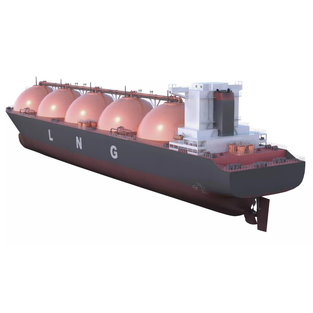 LNG Tanker 3D Model – Low Poly Cargo Ship, FBX & PBR Textures - View 6