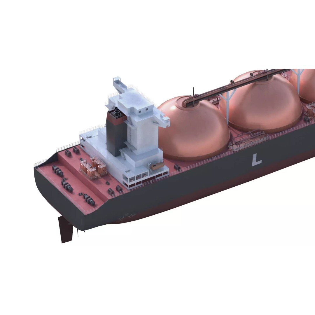 LNG Tanker 3D Model – Low Poly Cargo Ship, FBX & PBR Textures - View 7