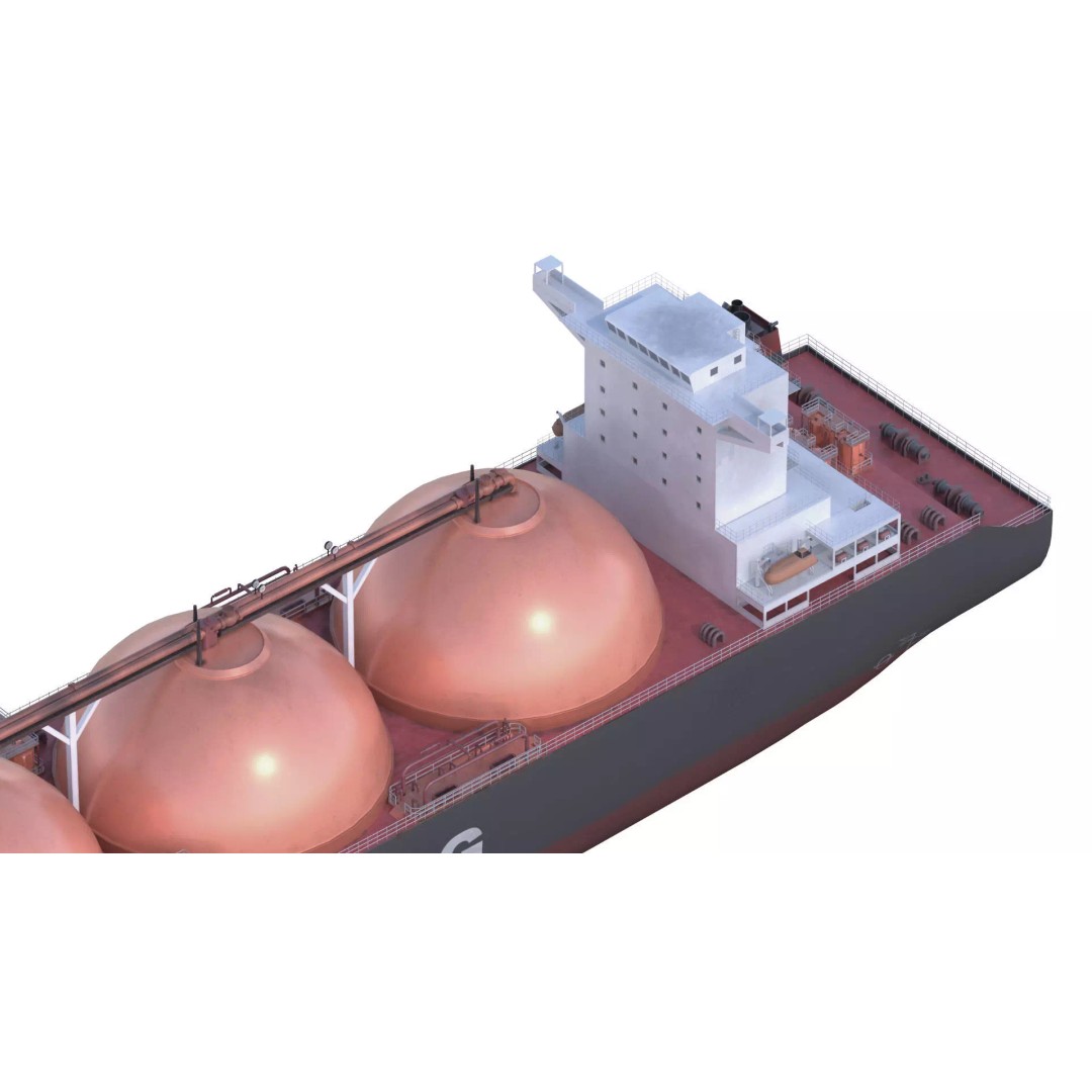 LNG Tanker 3D Model – Low Poly Cargo Ship, FBX & PBR Textures - View 8