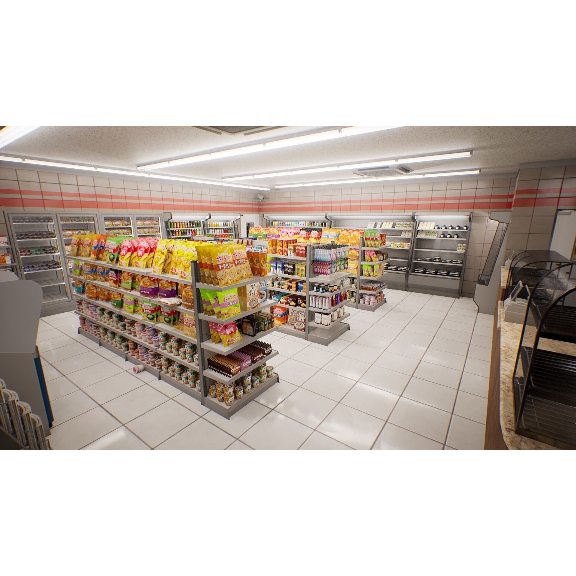 Japanese Convenience Store - Low-Poly Game-Ready 3D Model - View 3