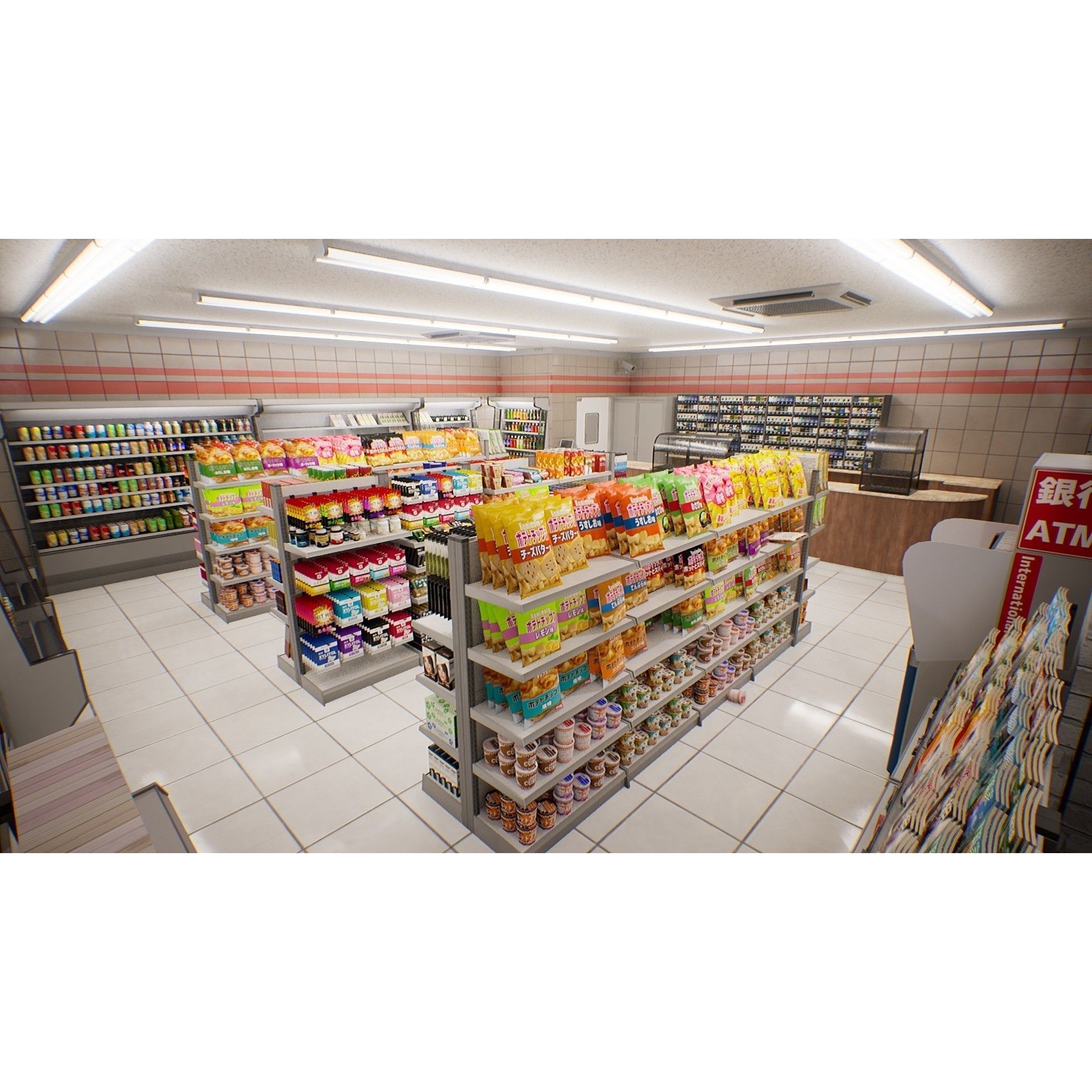 Japanese Convenience Store - Low-Poly Game-Ready 3D Model - View 4