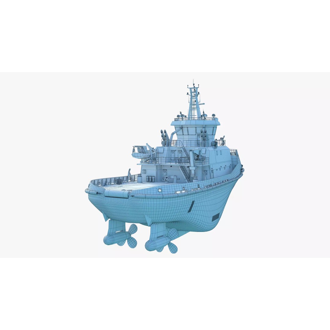 Icebreaker Tug Ship 3D Model – Realistic Industrial Vessel, FBX, OBJ - View 10