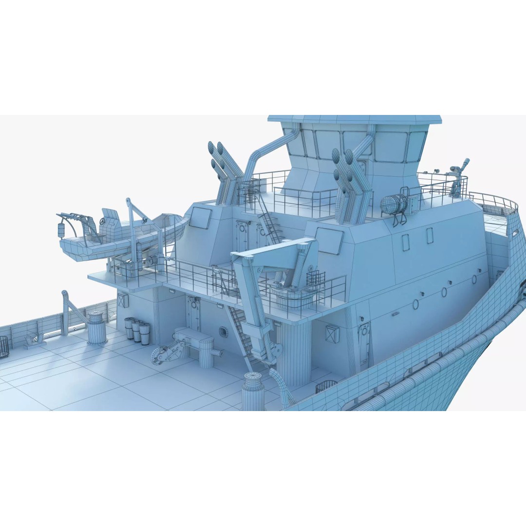 Icebreaker Tug Ship 3D Model – Realistic Industrial Vessel, FBX, OBJ - View 14