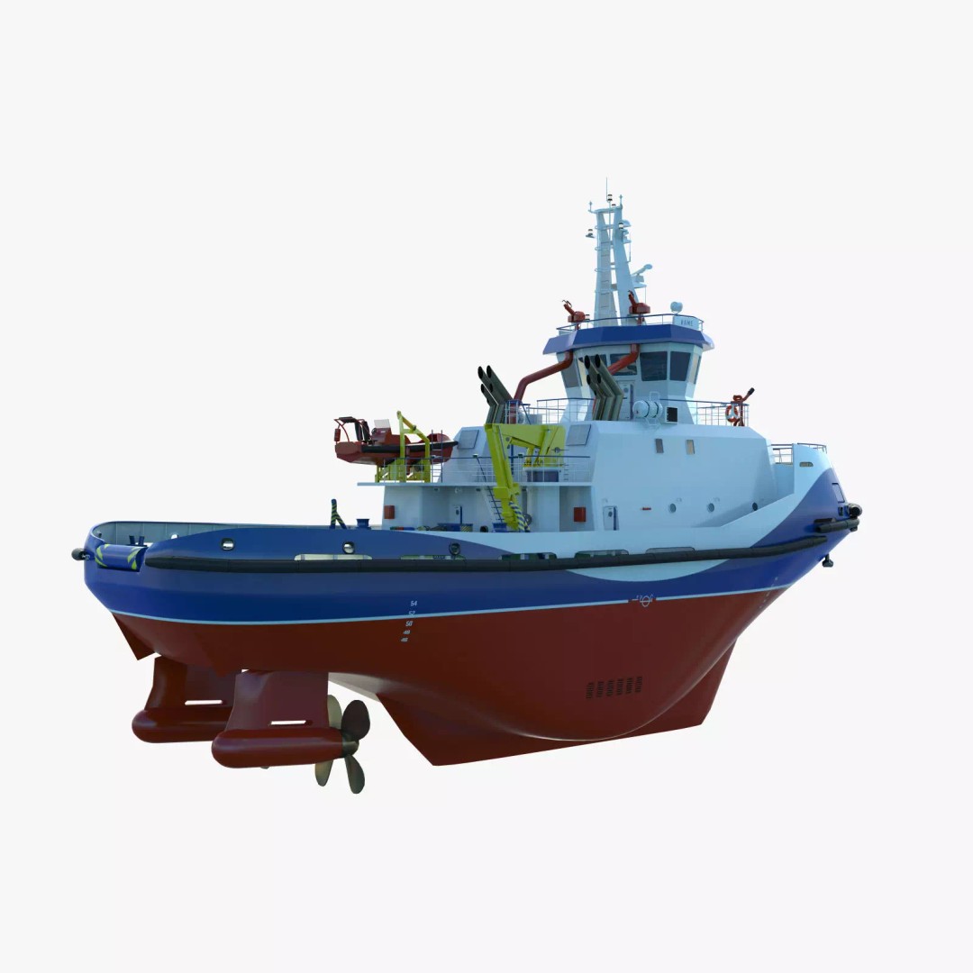 Icebreaker Tug Ship 3D Model – Realistic Industrial Vessel, FBX, OBJ - View 2