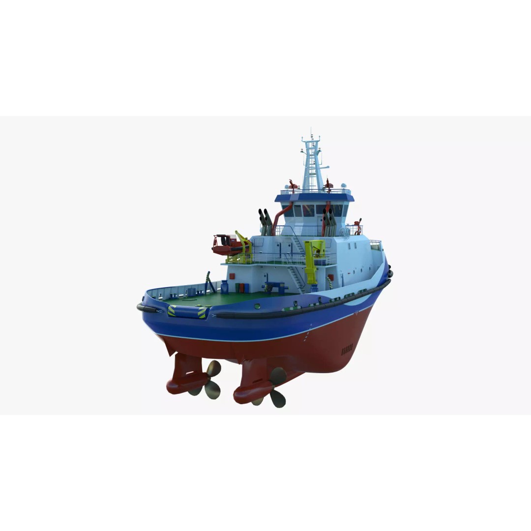 Icebreaker Tug Ship 3D Model – Realistic Industrial Vessel, FBX, OBJ - View 5