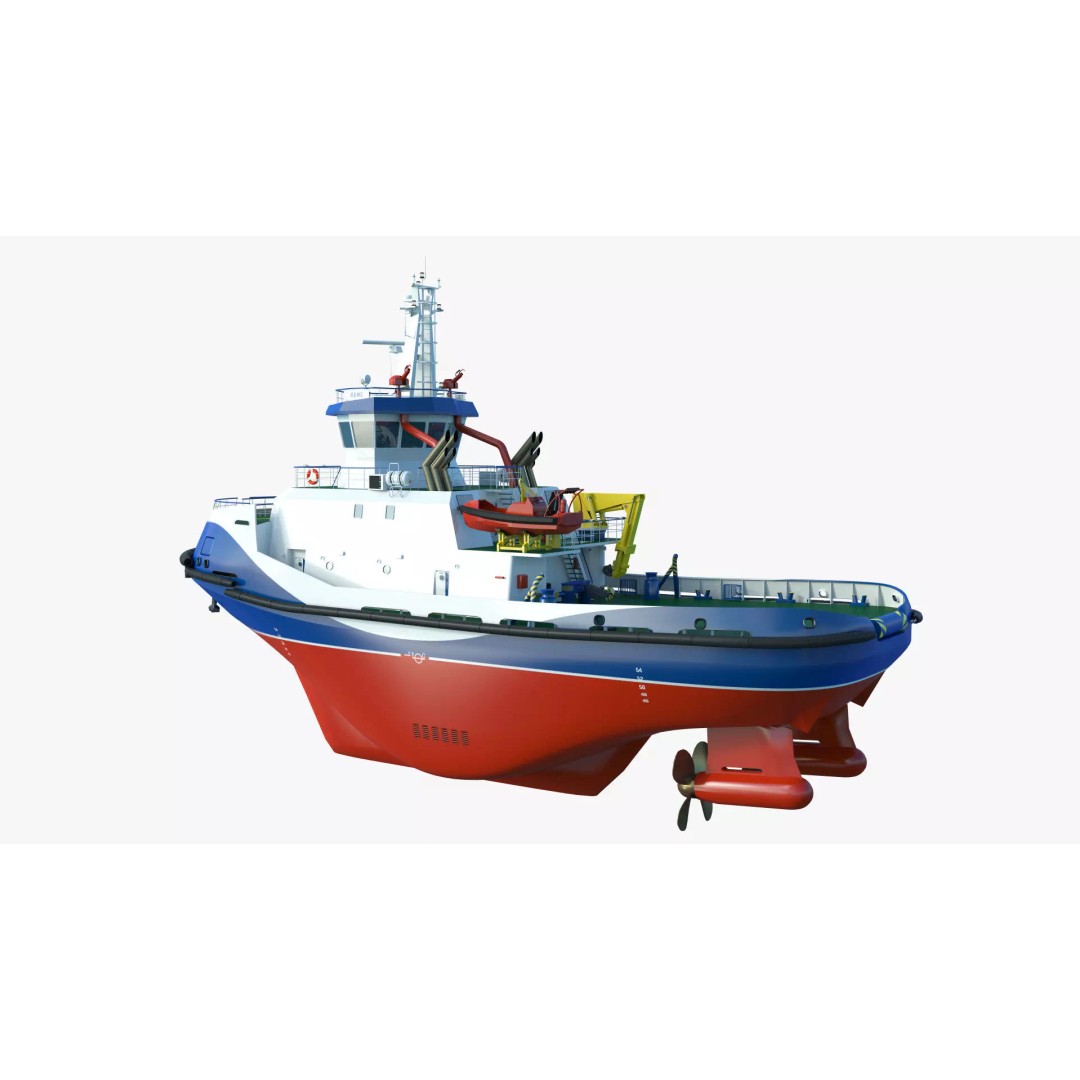 Icebreaker Tug Ship 3D Model – Realistic Industrial Vessel, FBX, OBJ - View 6