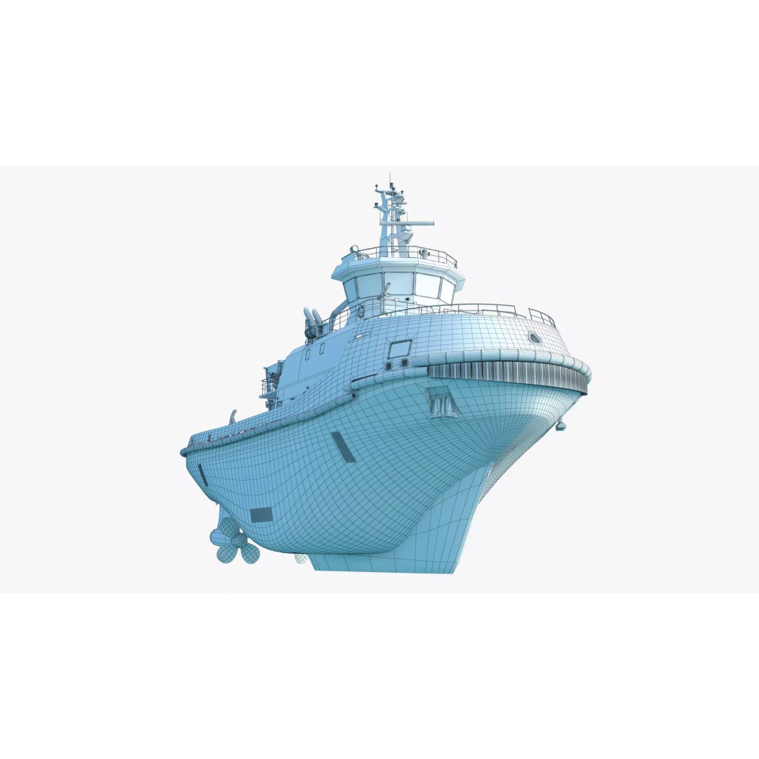 Icebreaker Tug Ship 3D Model – Realistic Industrial Vessel, FBX, OBJ - View 9