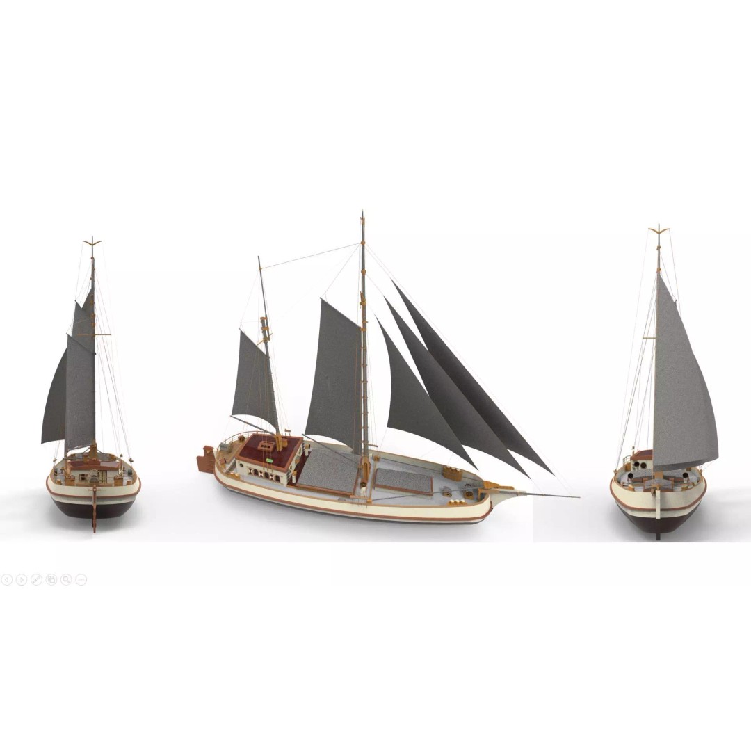 Koff 3D Model – Historical Sailing Ship for Games and Animation - View 2