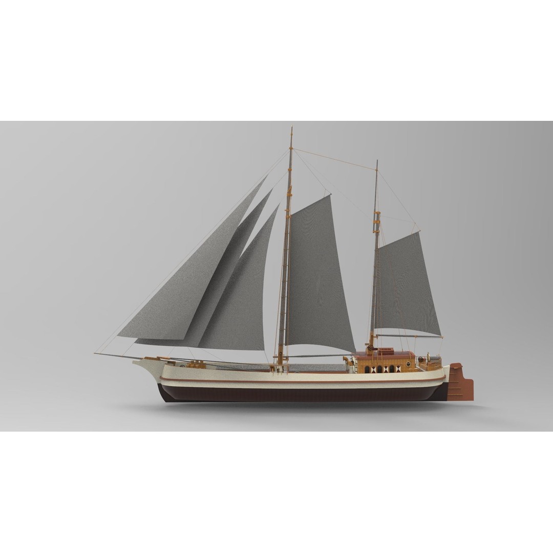 Koff 3D Model – Historical Sailing Ship for Games and Animation - View 3