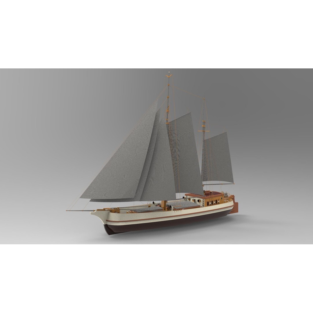 Koff 3D Model – Historical Sailing Ship for Games and Animation - View 7